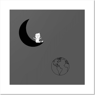 Boy on the moon Posters and Art